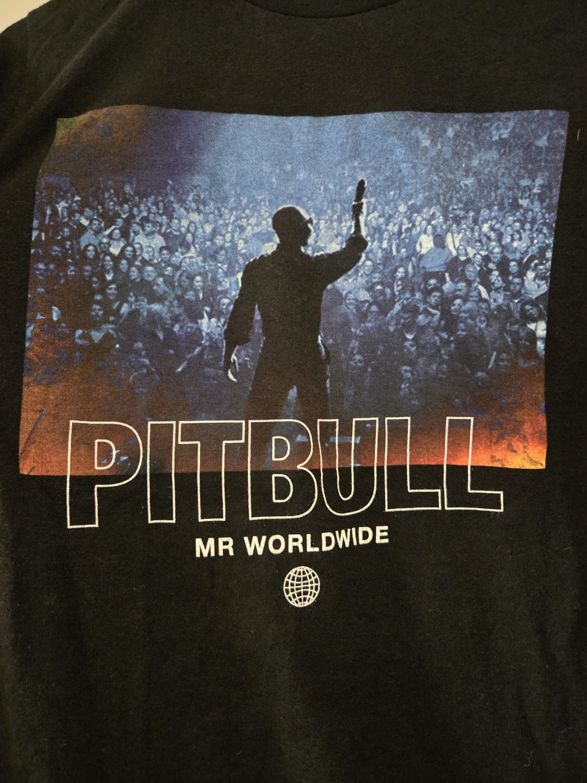 PITBULL “MR. WORLDWIDE” MENS SMALL BLACK TSHIRT, HIPHOP, RAP, REGGAE