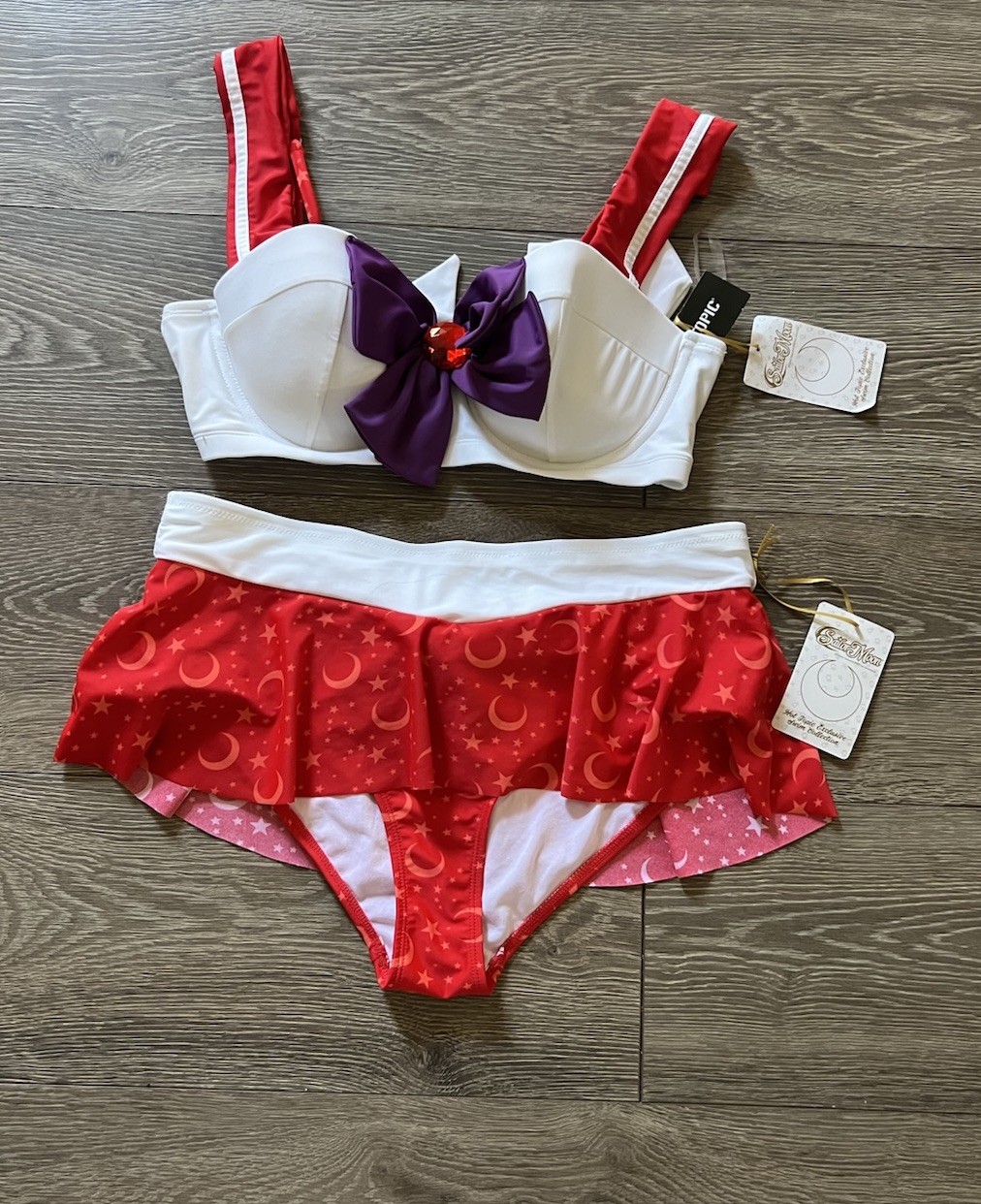 Sailor Moon Sailor Mars Cosplay Bikini Swimsuit Top Plus Size 0 Bottom XL Junior