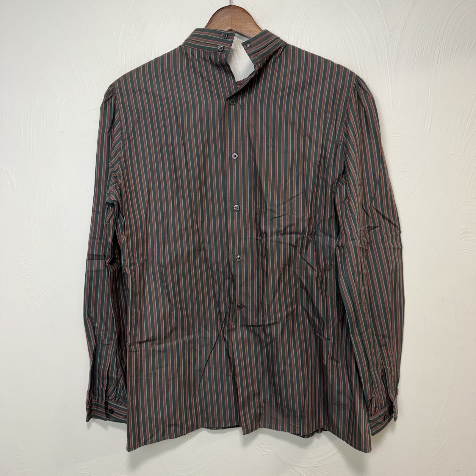 NWT Vintage Hathaway Women’s 80s Green Red Striped Back Button Detail Blouse 12