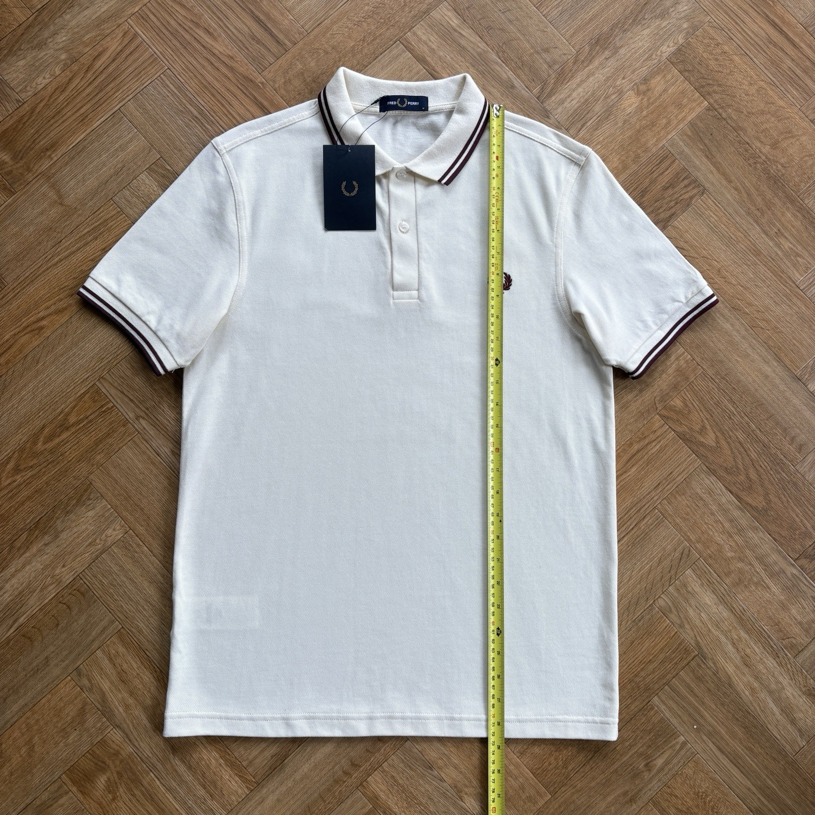 BNWT Fred Perry M3600 Short Sleeve Twin Tipped Polo Shirt Ecru Size Medium