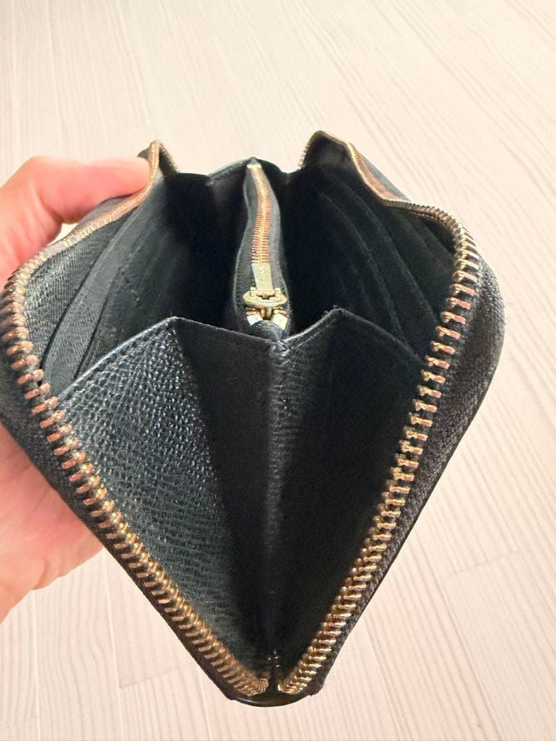 COACH Long Wallet Black Crocodile Embossed Round Zipper