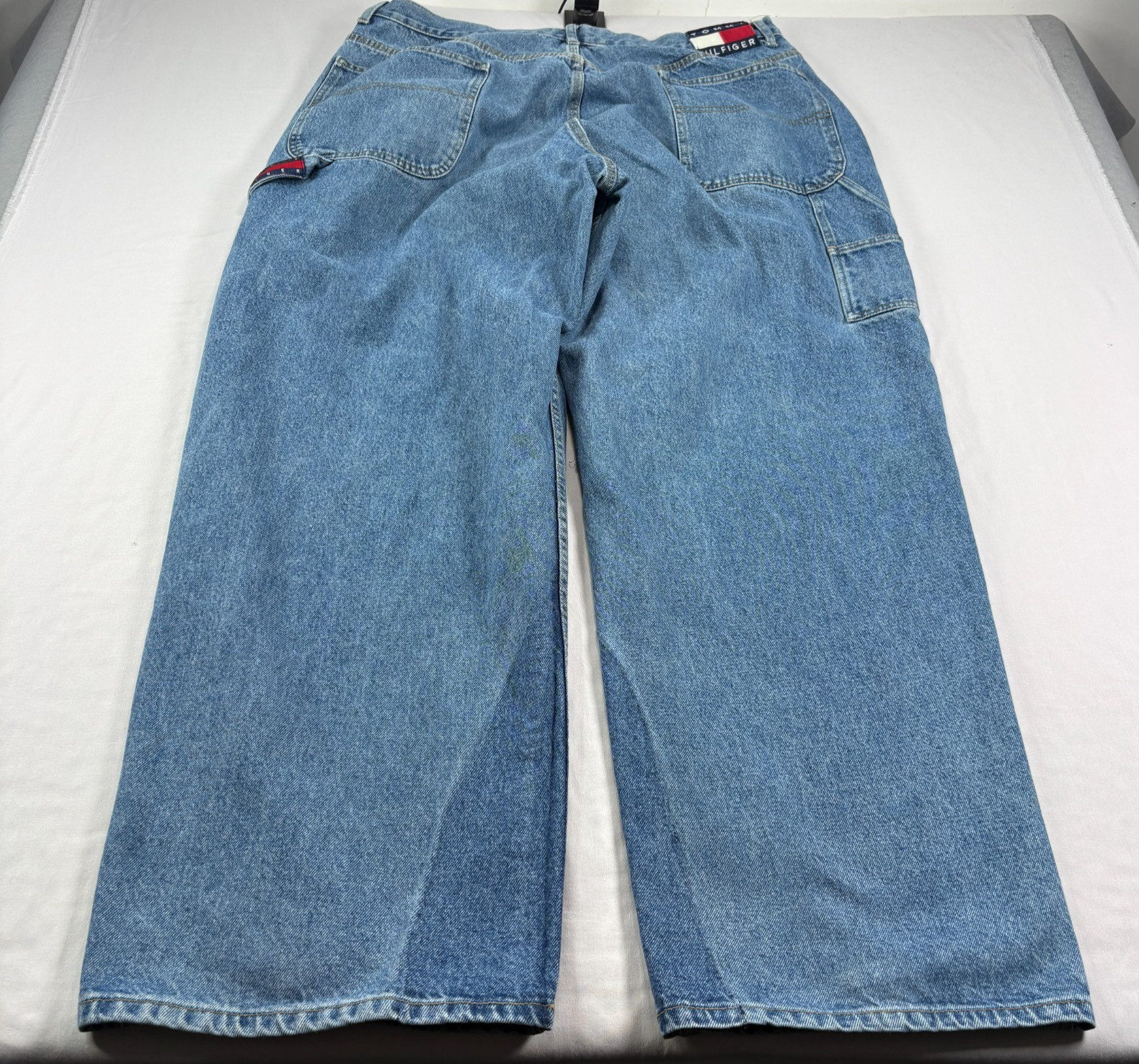 Vintage 90s Tommy Hilfiger Jeans Mens 42×34 (Fits 40×33) Blue Carpenter Baggy