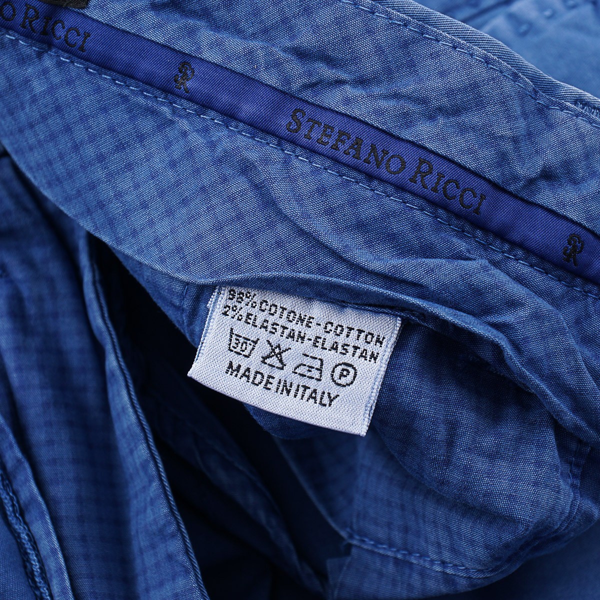 Stefano Ricci Regular-Fit Mid Blue Stretch Cotton Chino Pants 34 (Eu 50) NWT