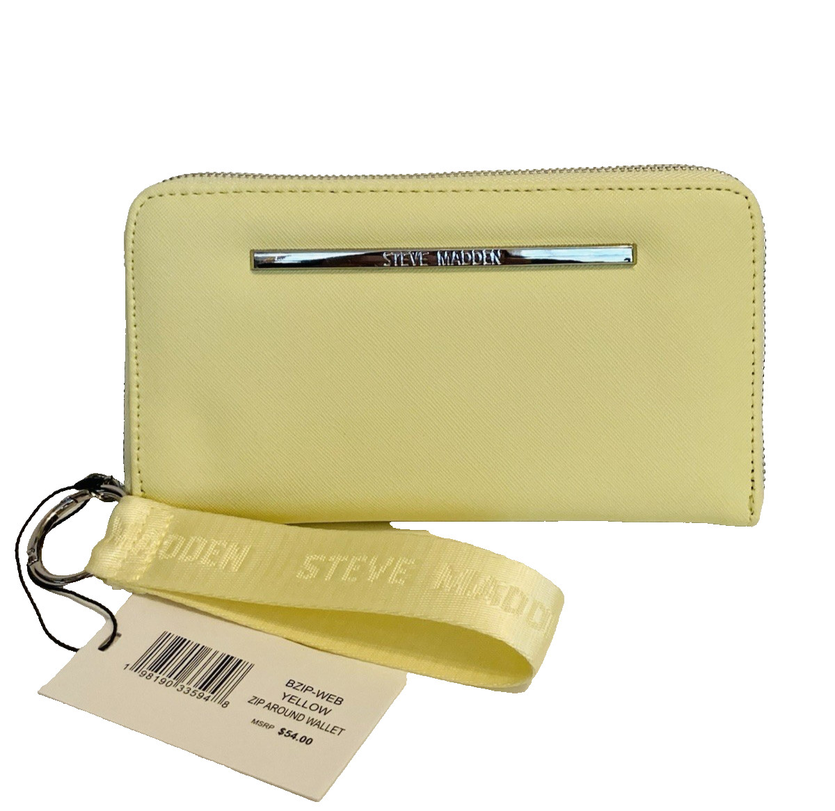 NWT Steve Madden Yellow Zip Around Wallet Wristlet Size 8 x 4.5 inches