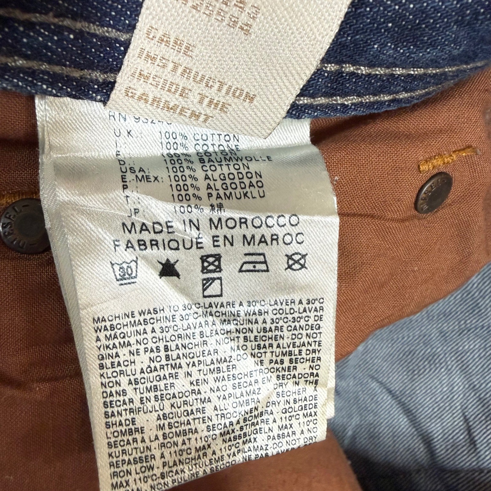 Diesel Industry Mens Straight Leg Blue Denim Jeans 30×32 Button Fly Cotton