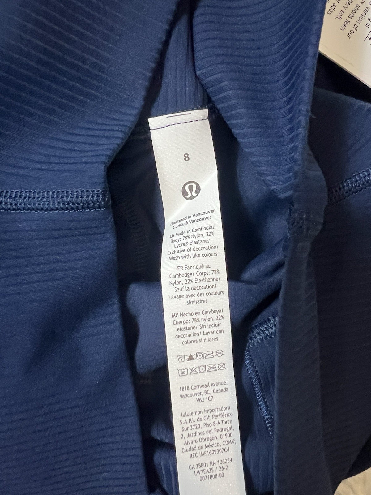 Lululemon Align Ribbed Short 4” Club Blue 8 NWT
