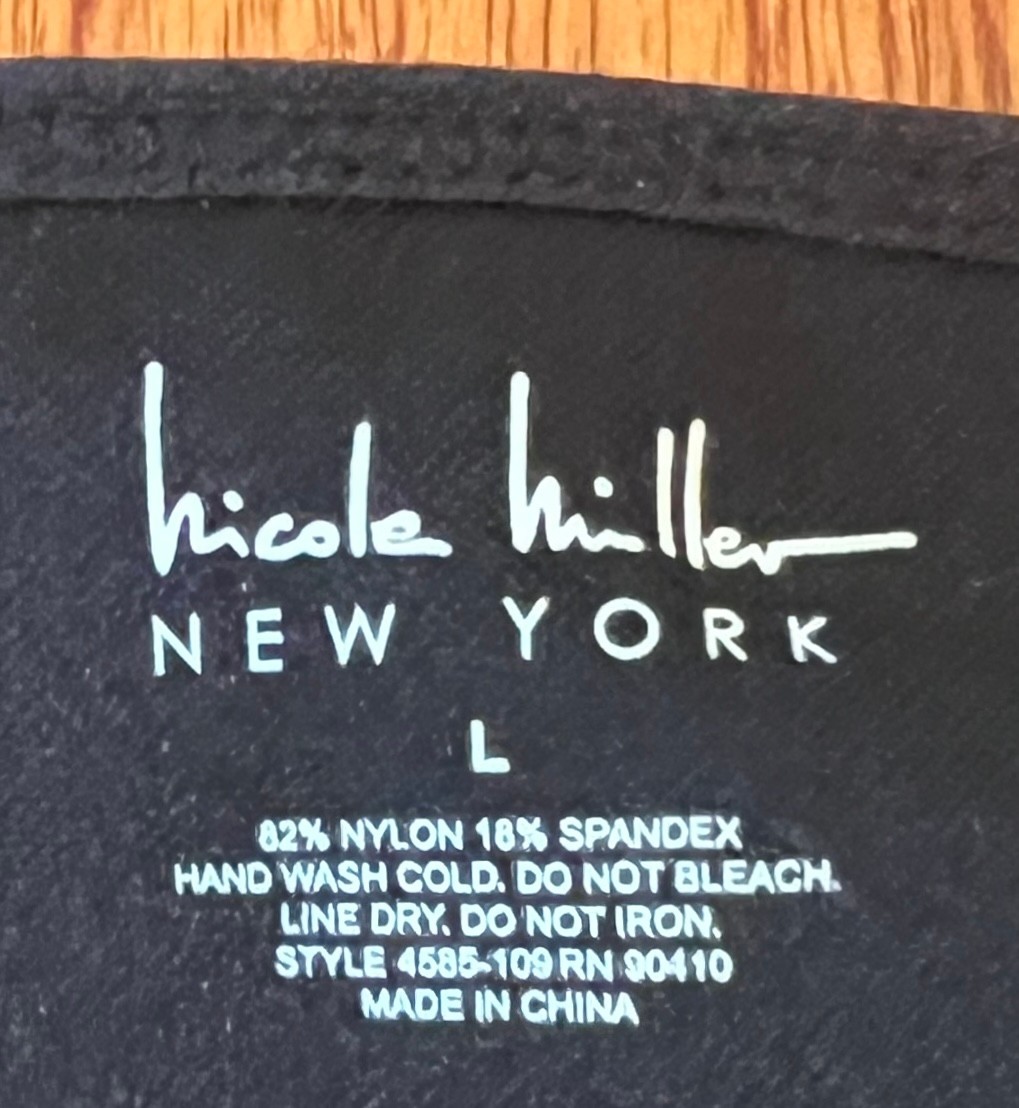 NWT! Nicole Miller 4585 Convertible Seamless Shaping Boy-Leg Bodysuit Black Sz L