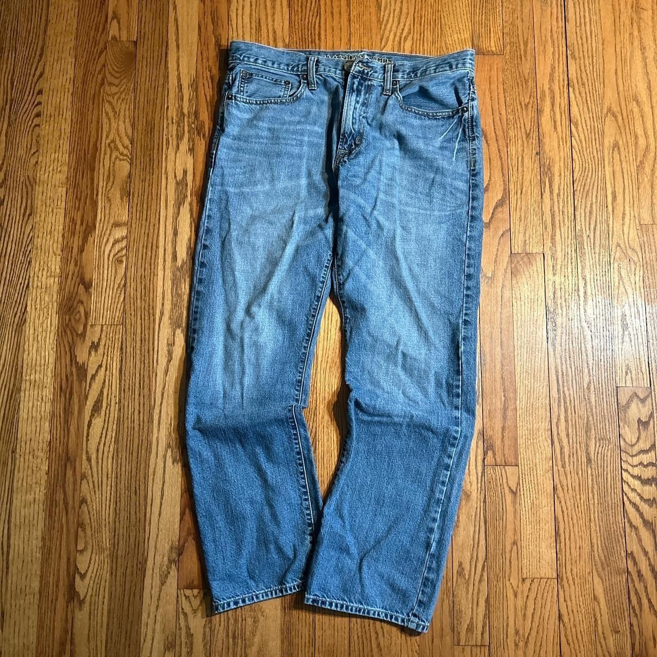 VTG American Eagle Relaxed Straight Light Wash Blue Stretch 5-Pocket Jeans 34×32