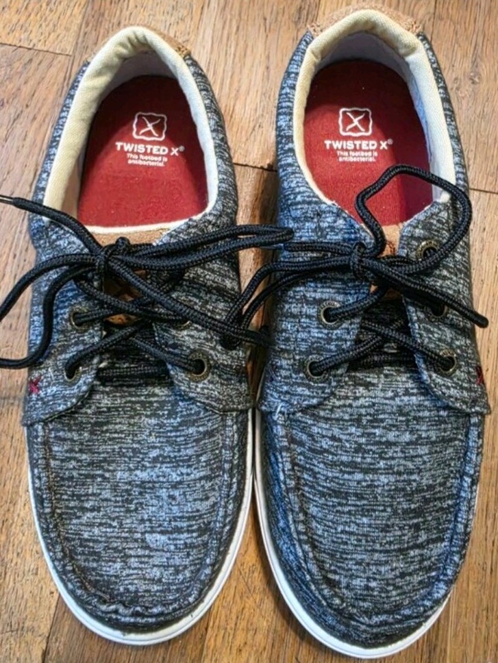 Twisted X Gray Heathered Cotton Blend Lace-Up Sneaker Round Toe US 5 Logo