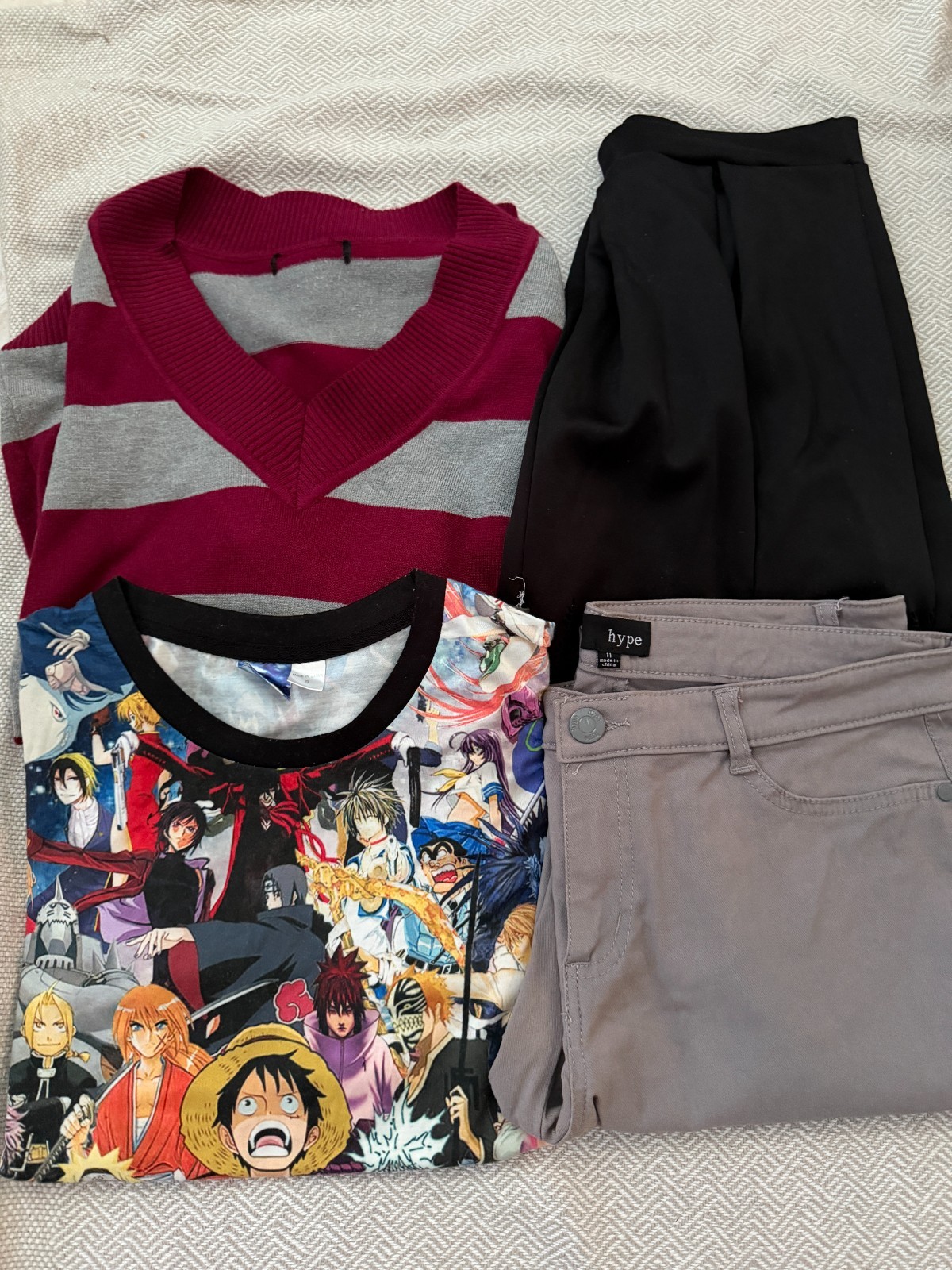 Clothes from Hot topic and etc.