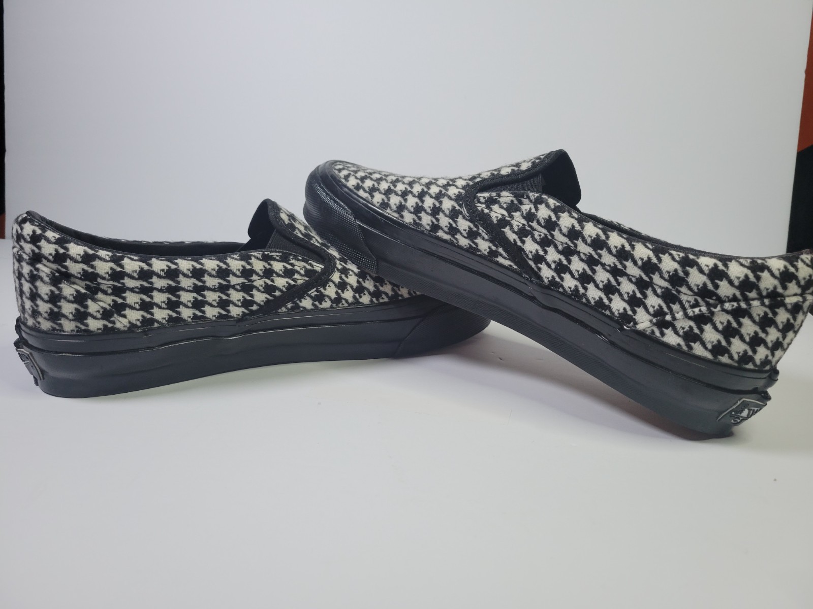 Vans Men’s Classic Slip On 98 Houndstooth Black & White Shoes Size 7.5 NEW