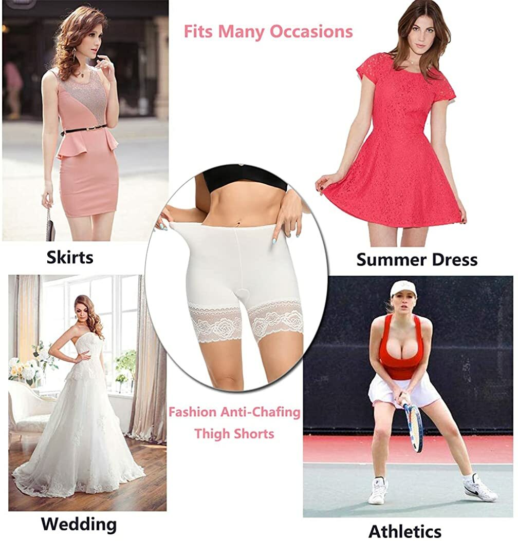 Women Slip Shorts for Under Dresses Anti Chafing Lace Panties Underwear Boyshort