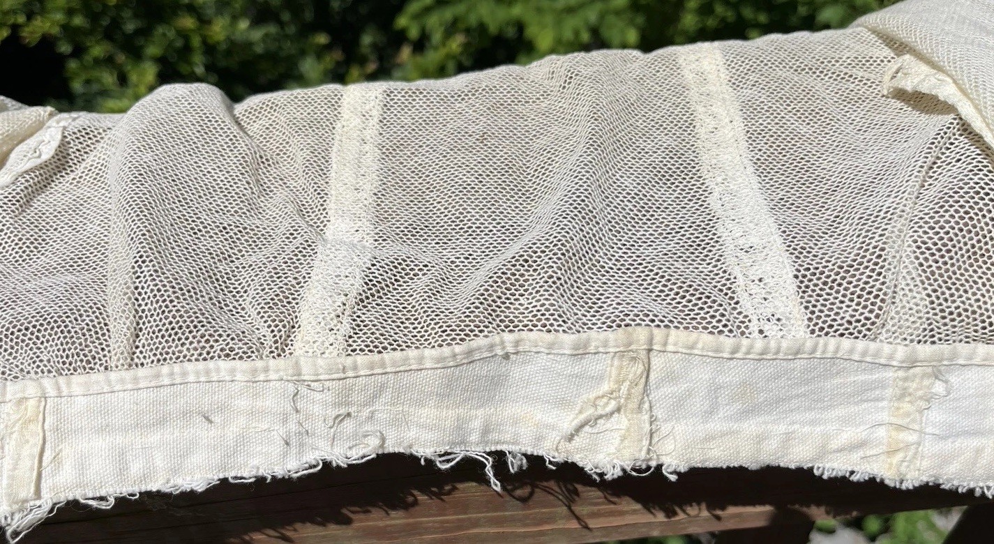 Edwardian Ladies Net Lace Corset Cover, Tatted Lace, Hook Eye Closures