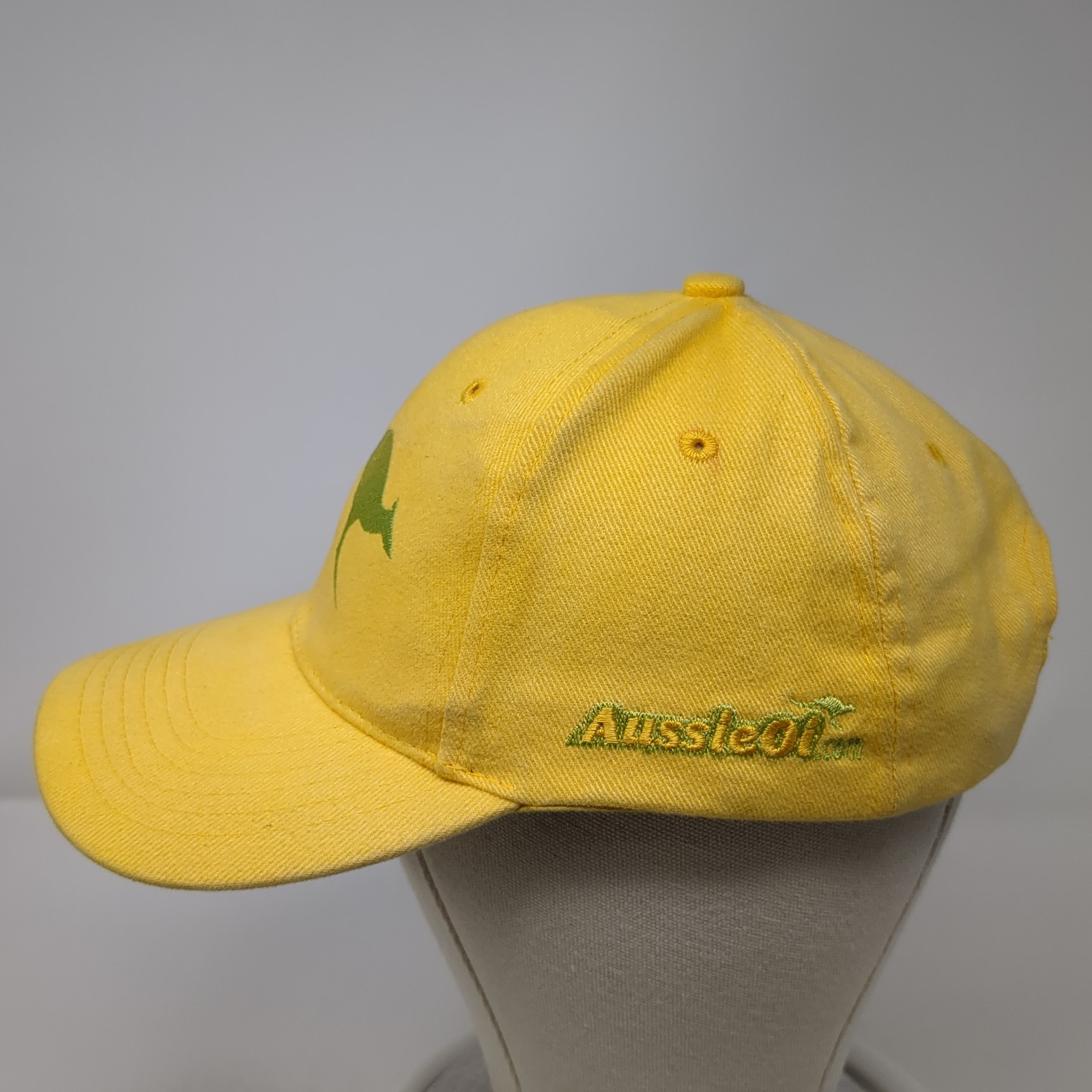 Kangaroo Strapback Baseball Cap Yellow One Size Adjustable Vented Holes 6 Panel