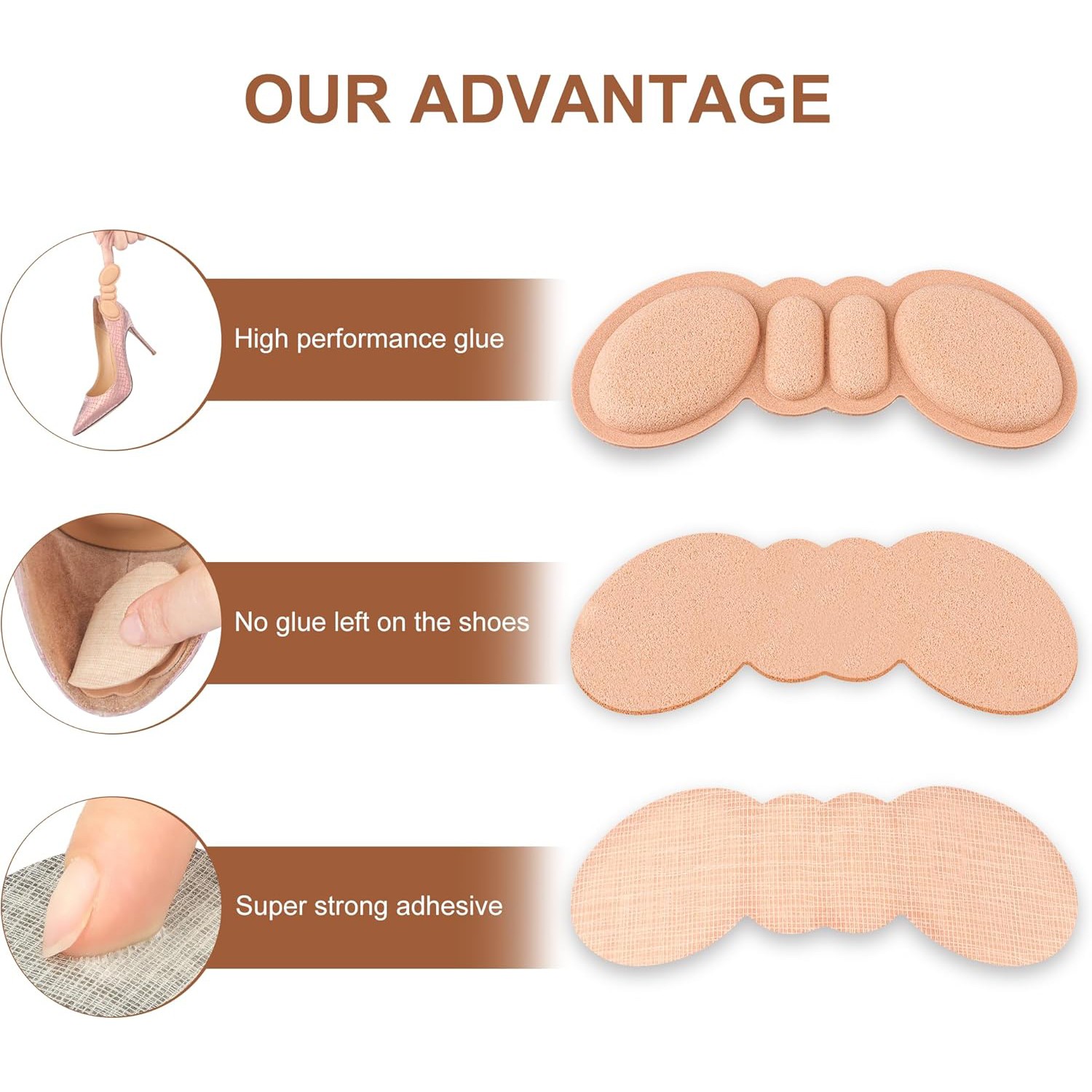 8 Pairs Premium Foam Heel Pads for Too Big Shoe Inserts Grips Protectors Pads US