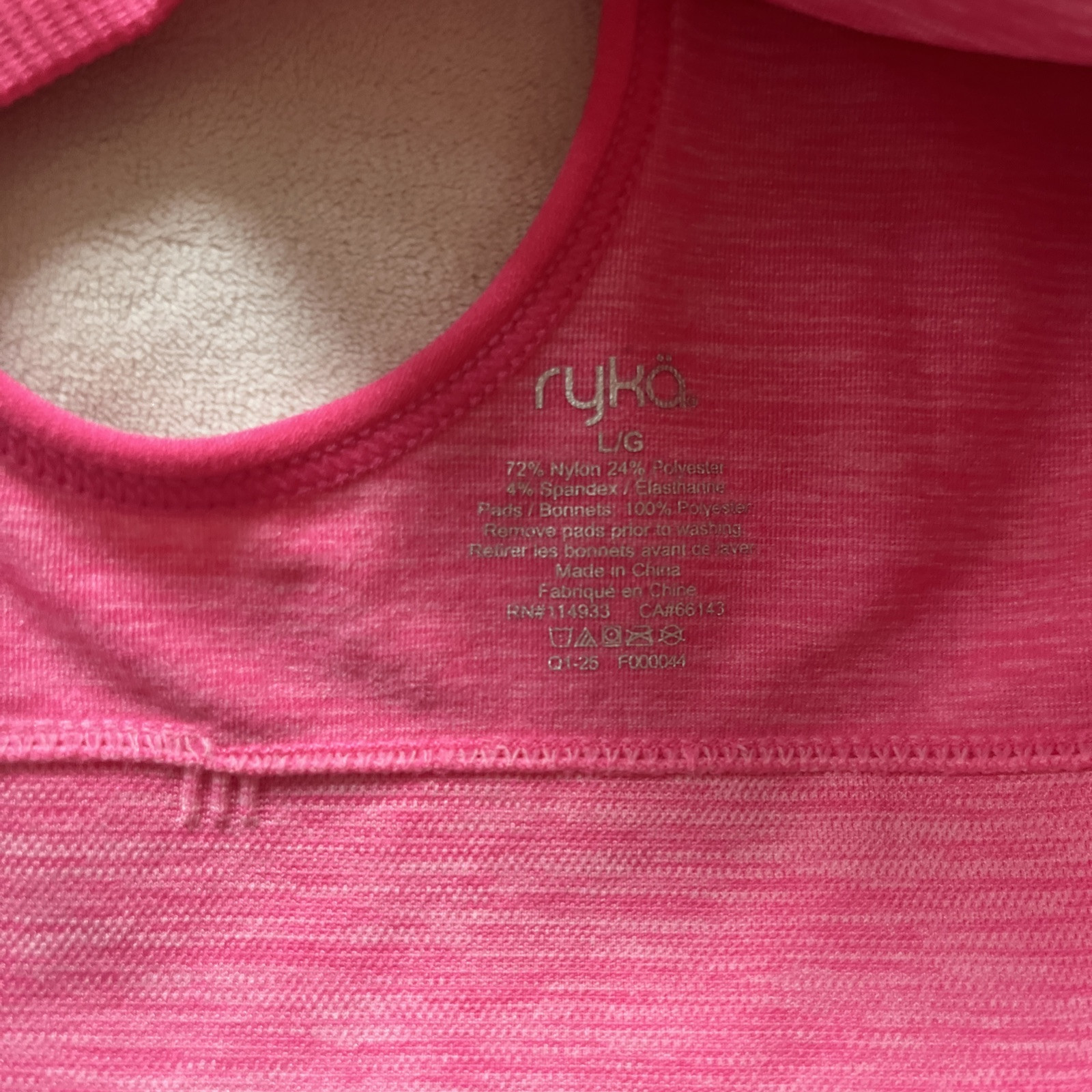RYKA Sports Bra 2 PACK Supportive Removable Pads Crossback Tagless NWT LARGE