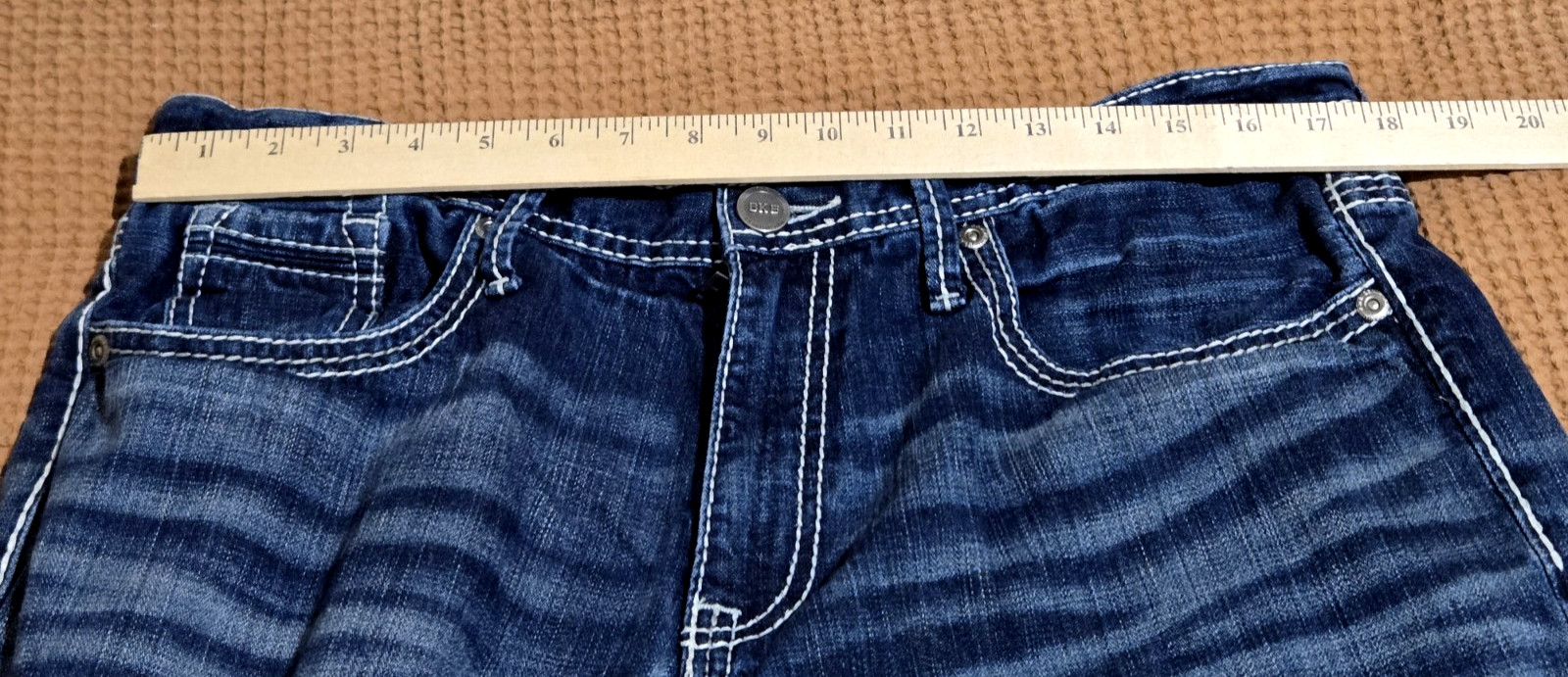 BKE Seth Jeans Mens 36R Denim Bootcut Whisker Thick Stitch Western 100% Cotton