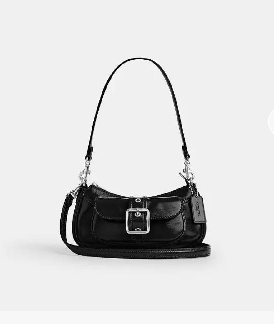 COACH ASHTON MINI SHOULDER BAG | BLACK GLAZED LEATHER | SILVER HARDWARE | NWT!