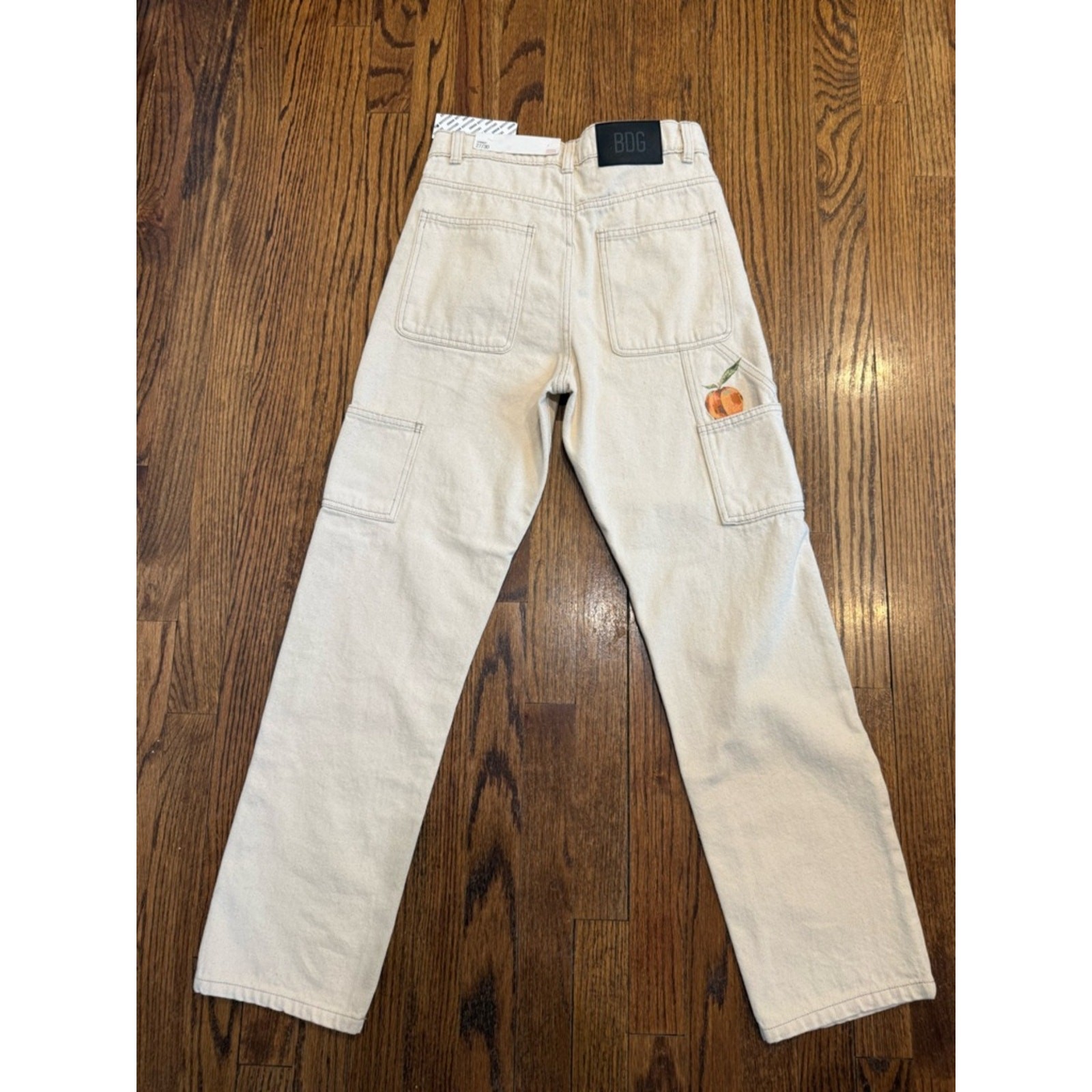 BDG Urban Outfitters Peach Print Utility/Carpenter Jeans Creme Size 27×30