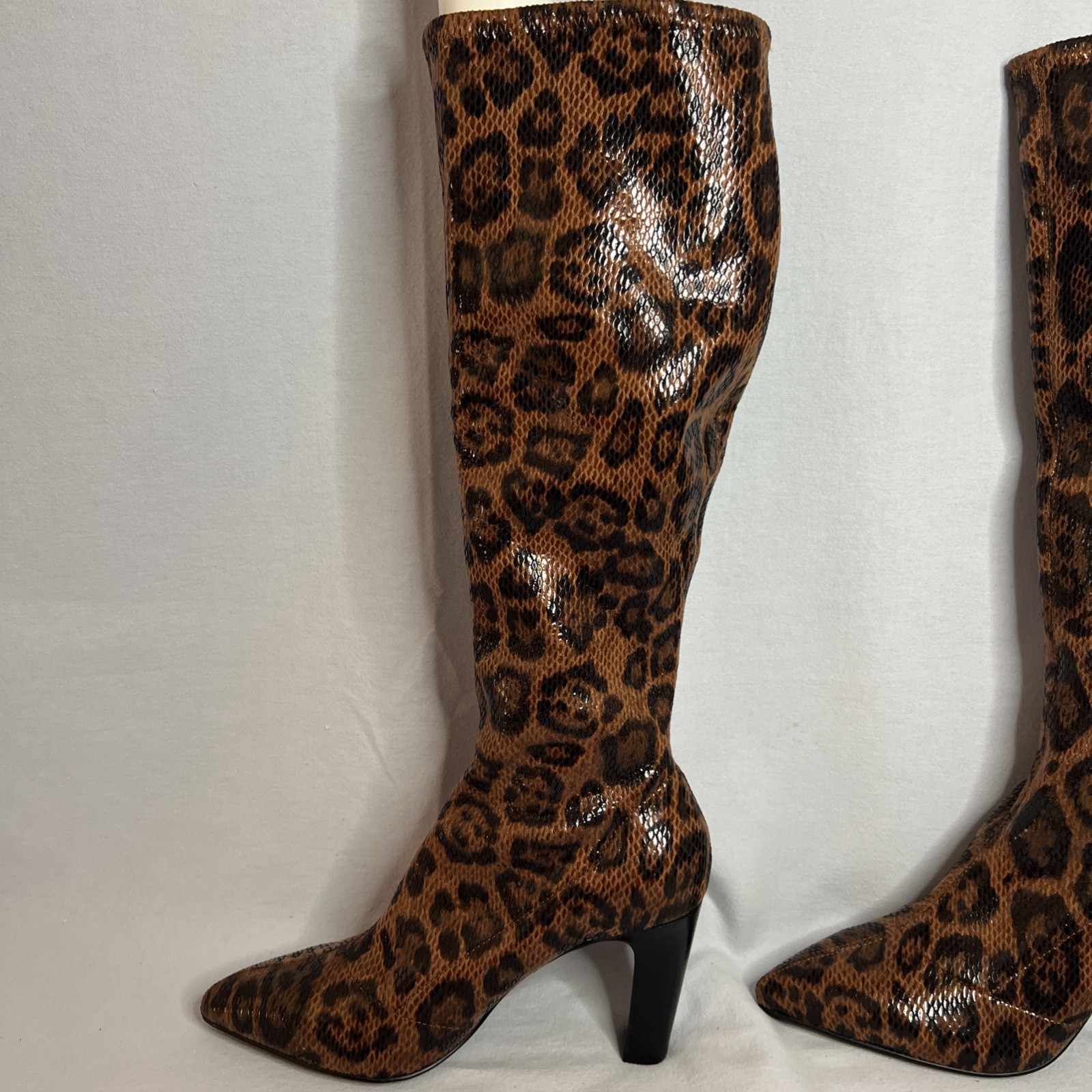 Charles by Charles David Brown Leopard Tall Stretch Boot “Dalton” Size 8.5 (E1)