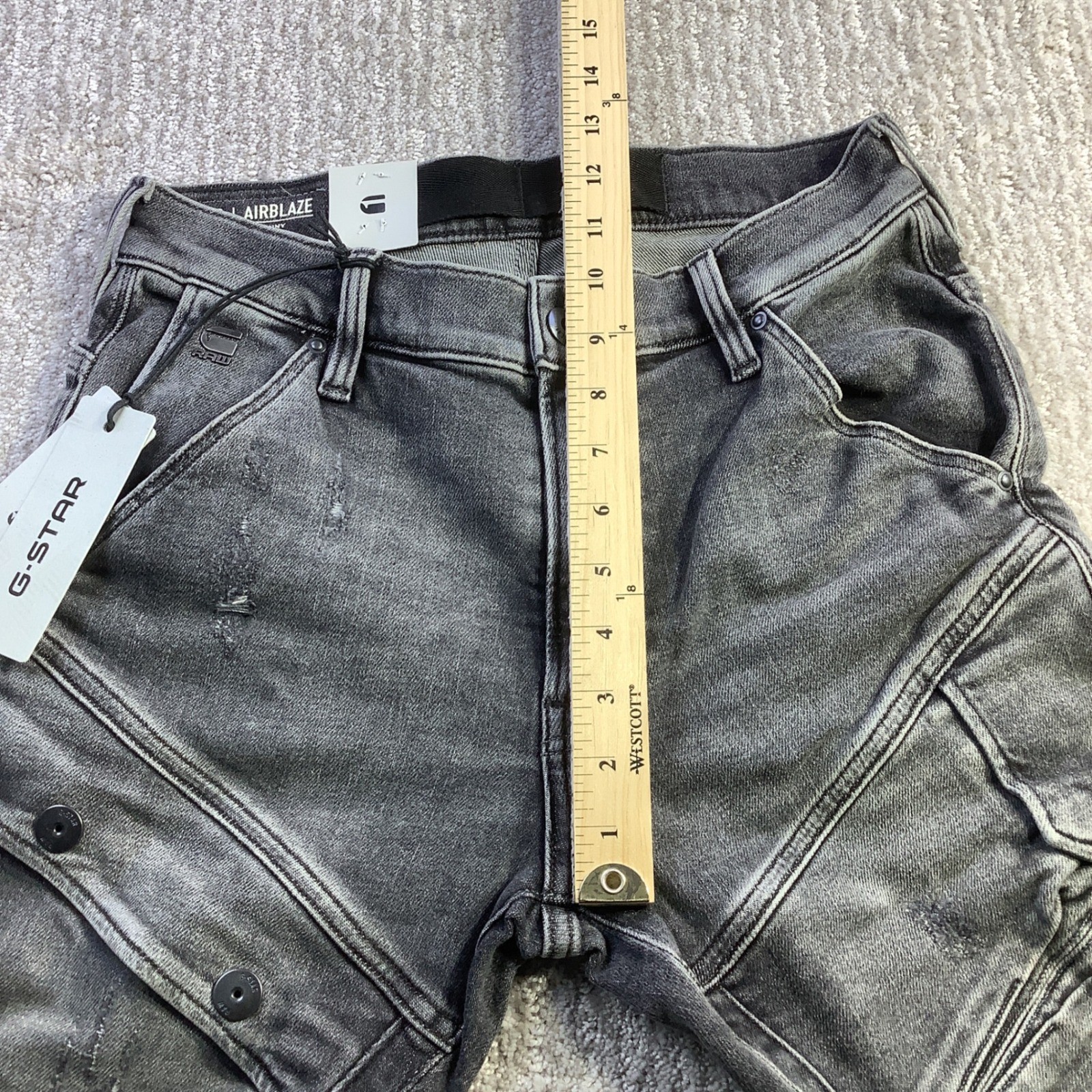 G-Star RAW Airblaze 3D Skinny Jeans 28 x 30 Faded Odyssey Grey Destroyed NWT
