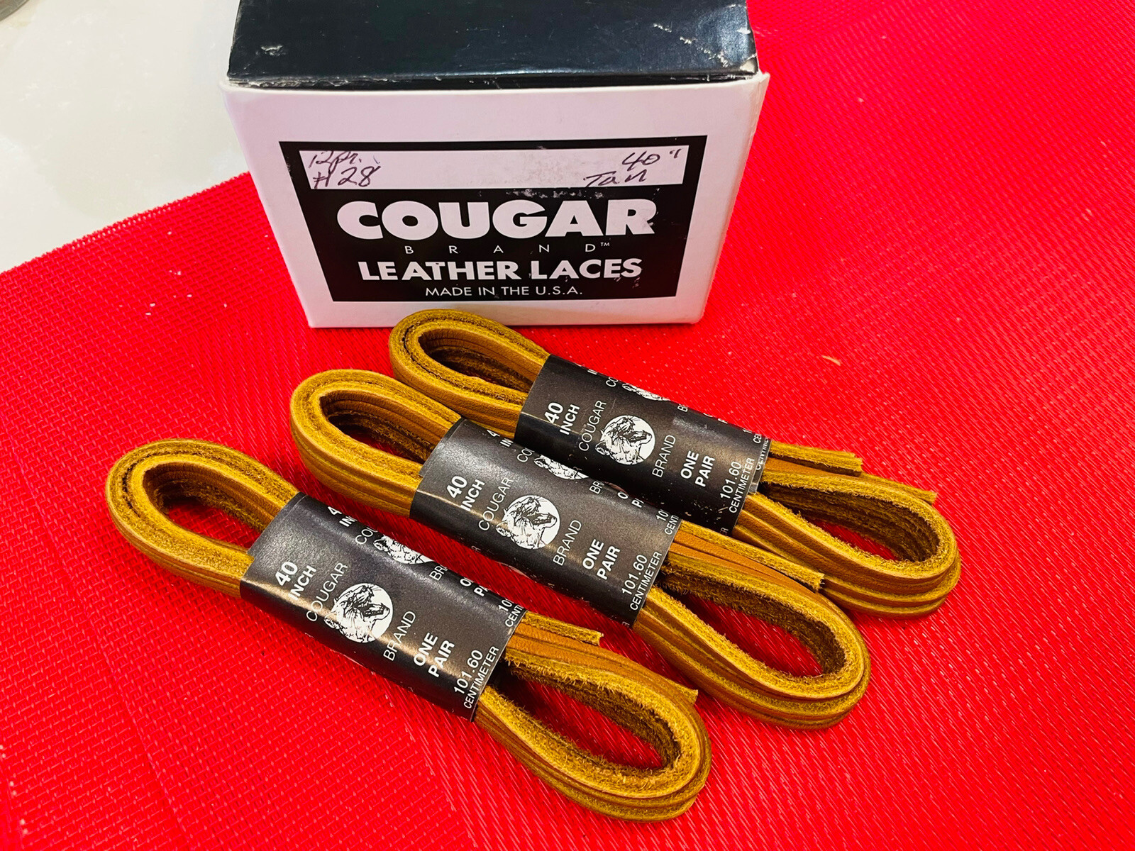 72″ 4mm COUGAR Leather LACES PAIR BLACK Long Shoelaces Strings Boot Lace USA XL