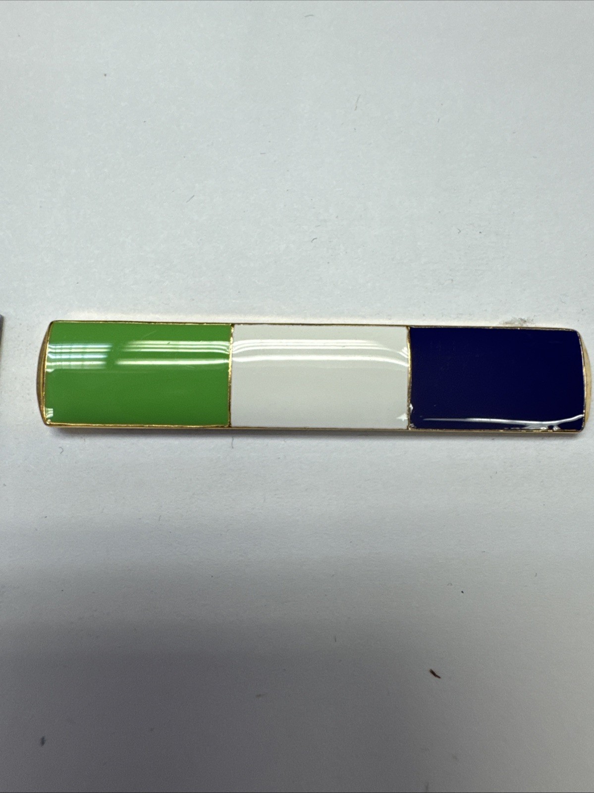 Green White And Royal Enamel Brest Bar- Safety Pin Backing – Police/Fire NEW