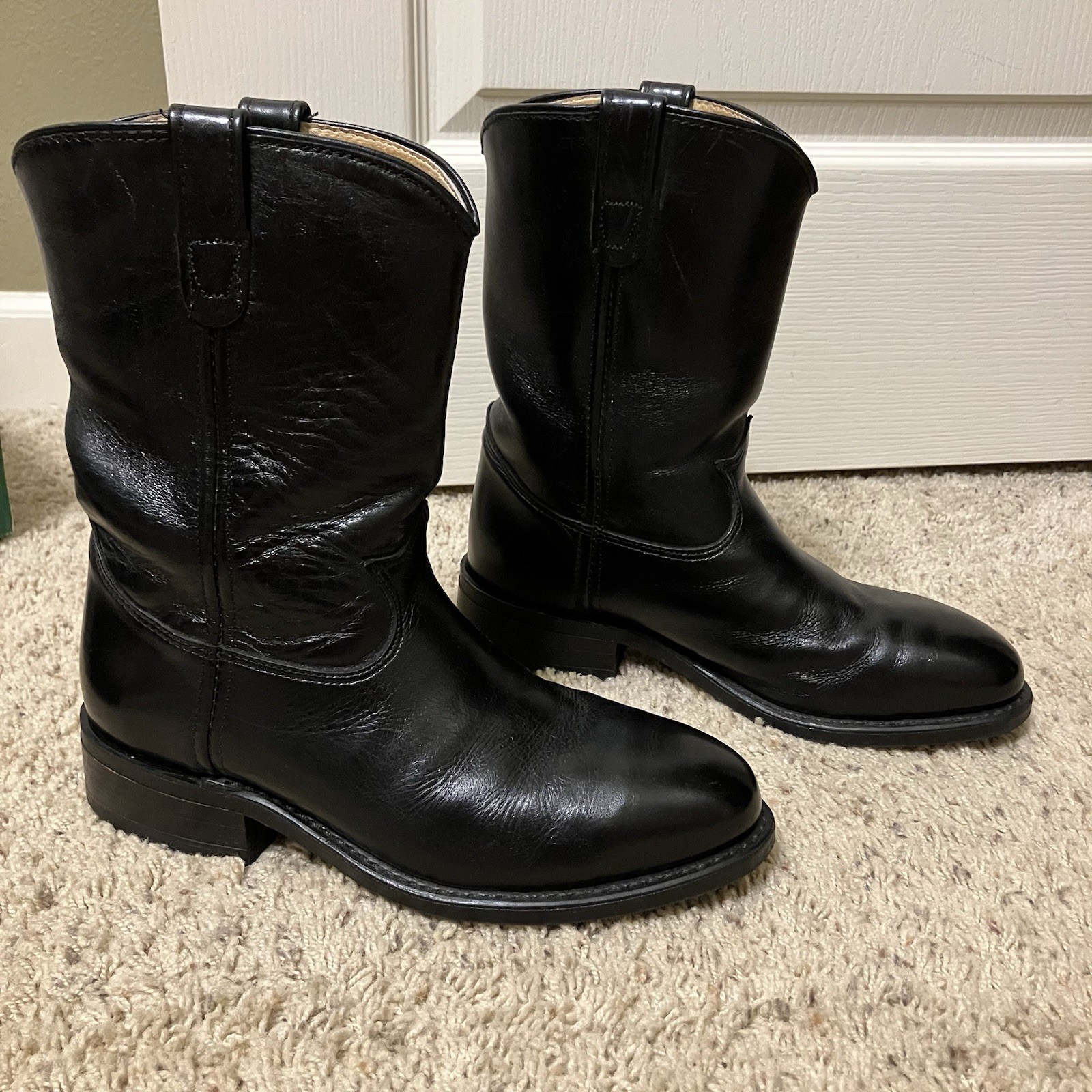 Vintage IRON AGE Boots STEEL TOE Black BIKER Western – Sz 8 EE Made in USA