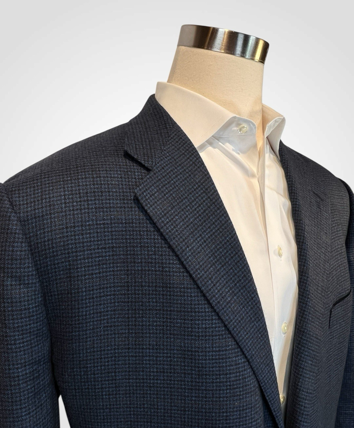 Corneliani Cashmere & Wool 50-52L Blue Houndstooth Plaid Sport Coat Blazer