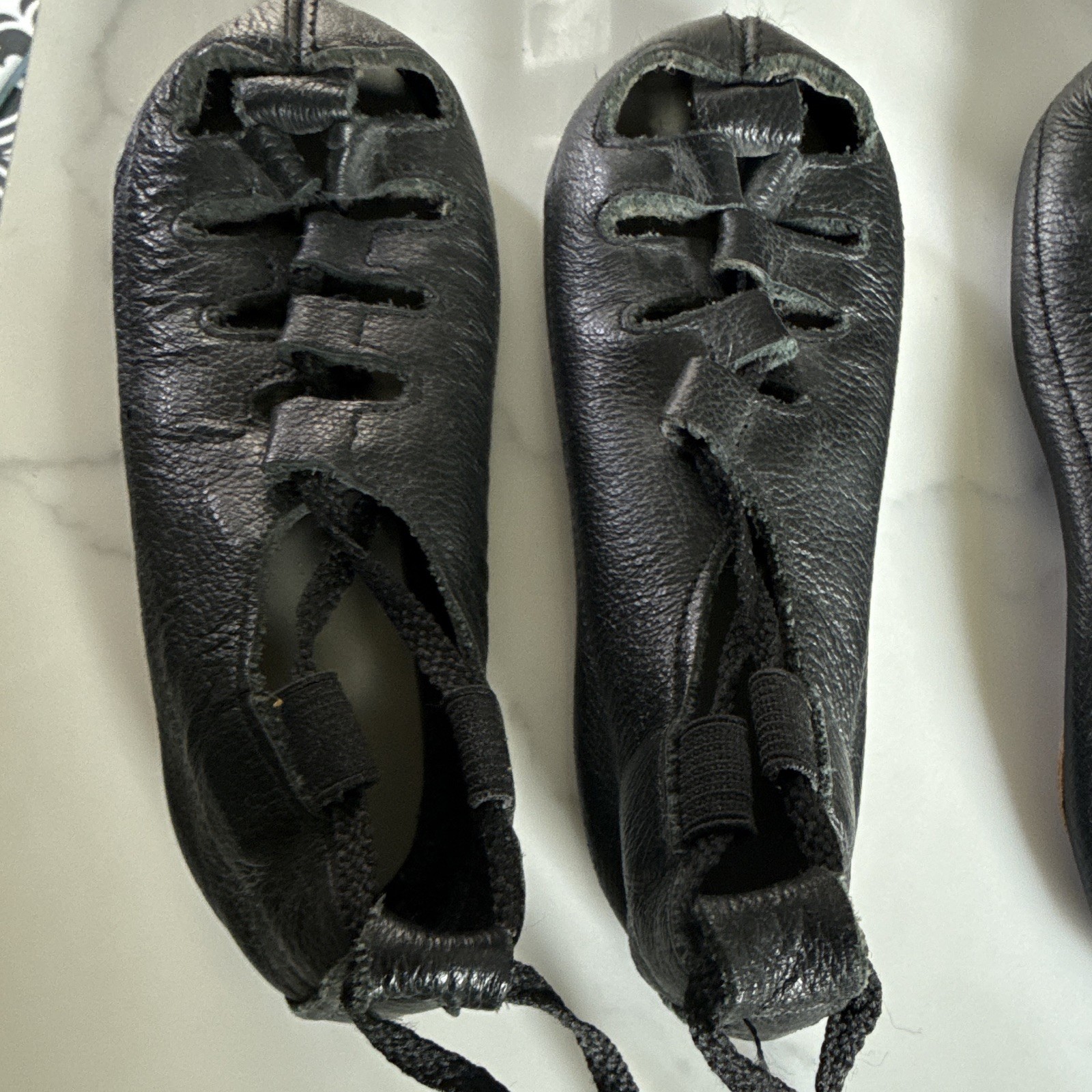 Soft Gillies Irish Dance Shoes Black Leather Lace-Up , Leather Soles, child 10