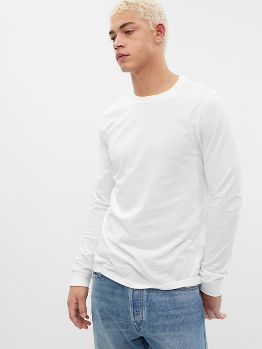 NWT GAP Soft Everyday Long-Sleeve Tee Shirt T-Shirt 100% cotton White Men S L XL