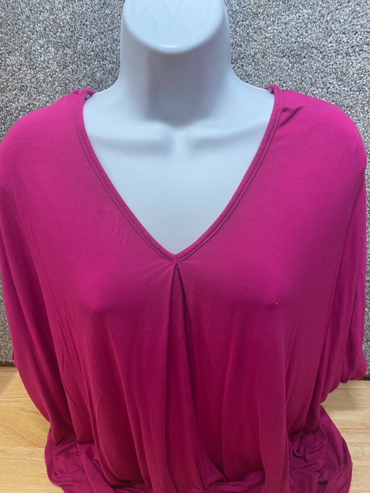 Umgee Small Twist Front Blouse Oversized Slouchy Casual Top V Neck Boxy