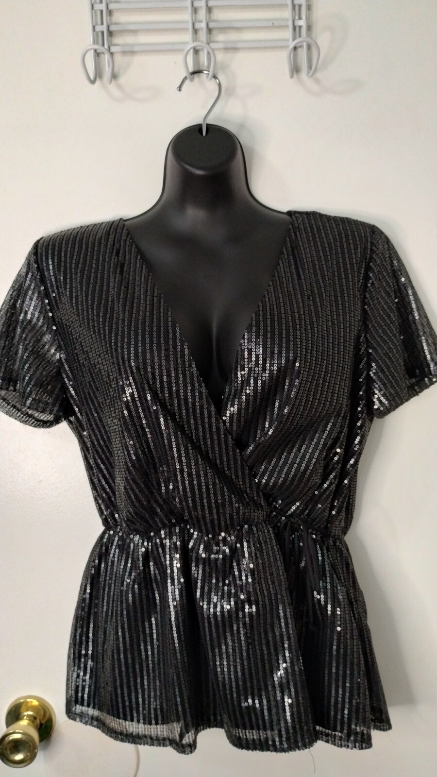 Gypsies and Moondust Black Sequined Top Size Medium Holiday New Year’s