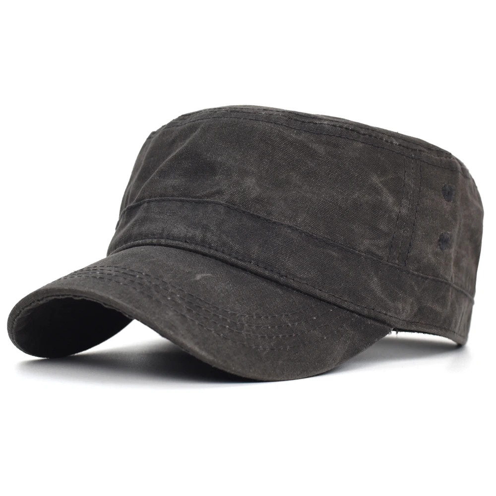 Waxed Canvas Cotton Military Caps Men Waterproof Cadet Army Cap Unique Design
