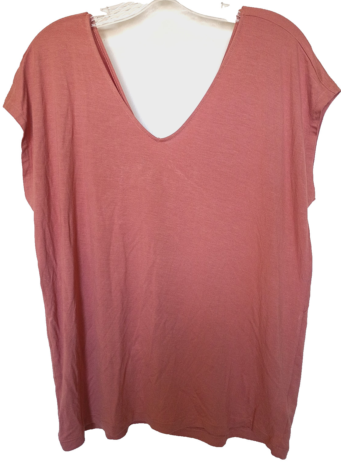 Tahari 95% viscose, 5% spandex knit solid adobe cap sleeve V-neck top Size L