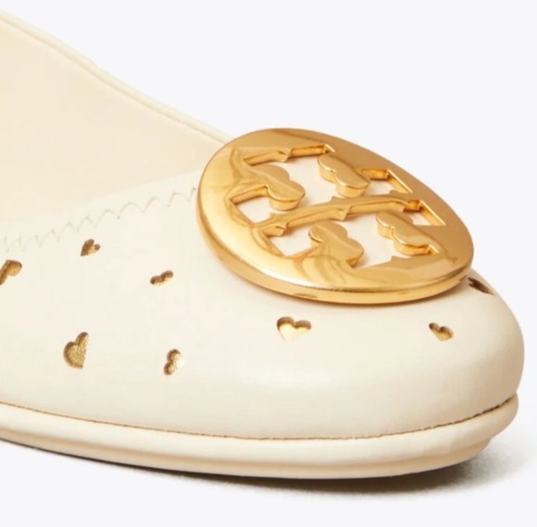 TORY BURCH LIMITED EDITION MINNIE HEART CUTOUT LEATHER REVA BALLET FLATS NIB 9