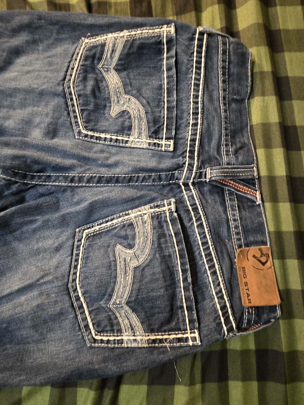 BIG STAR Men’s Blue Denim Jeans Medium/Dark Wash Bootcut Fit Regular