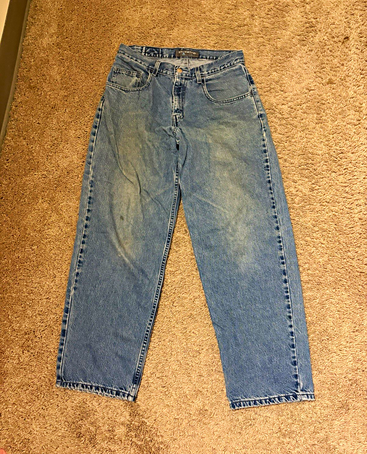 Levi’s Silvertabs Men’s Blue Denim Jeans Relaxed Straight Mid Rise Distressed 90