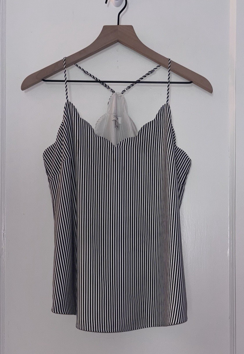 J. Crew Striped Scalloped Cami Top