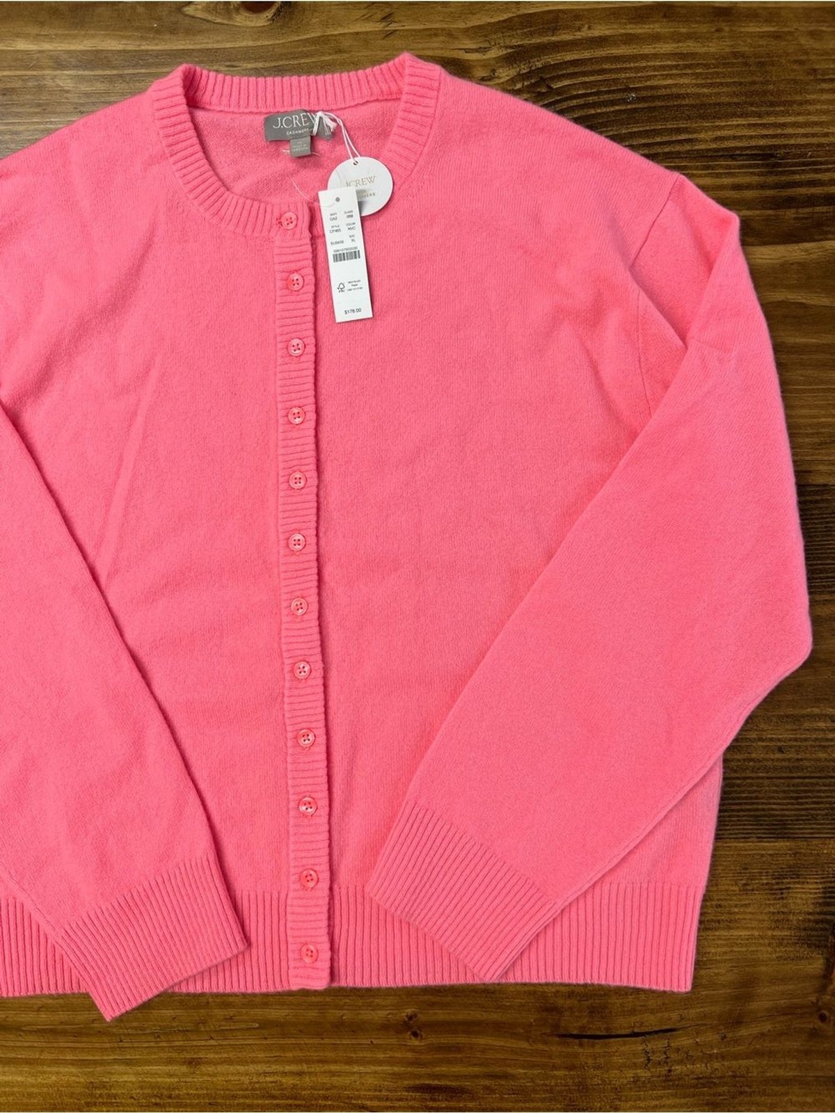 J. Crew Perfect Cashmere Cardigan in Neon Vivid Coral Size XL NWT