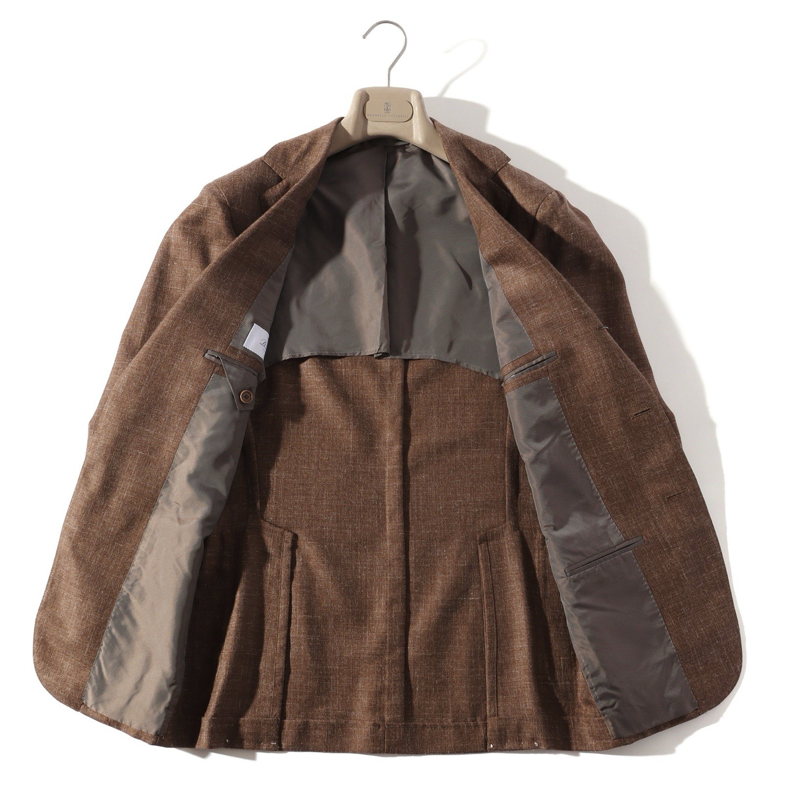 De Petrillo Posillipo Wool Silk Linen Tailored Jacket Brown IT42 Italy