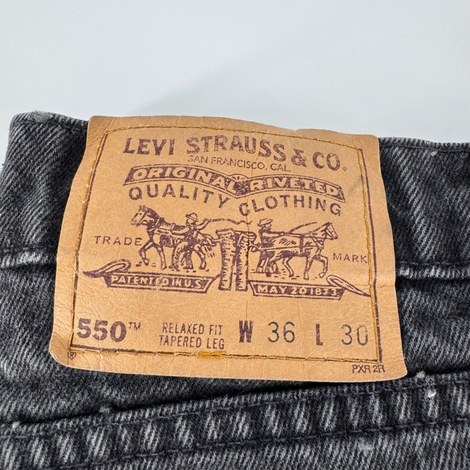 Levi’s 550 Relaxed Fit Black Jeans USA Made Orange Tab W36 L30