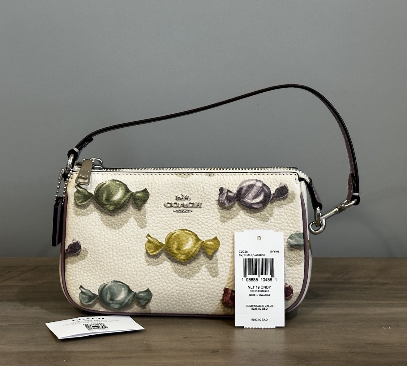 COACH Nolita 19 With Candy Print Coated Canvas & Leather Bag CDC26 Chalk/Jasmine