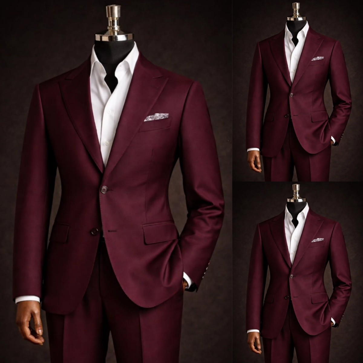 Men’s Suits Peak Lapel 2Pcs Formal Workwear Coat Business Casual Slim Blazer