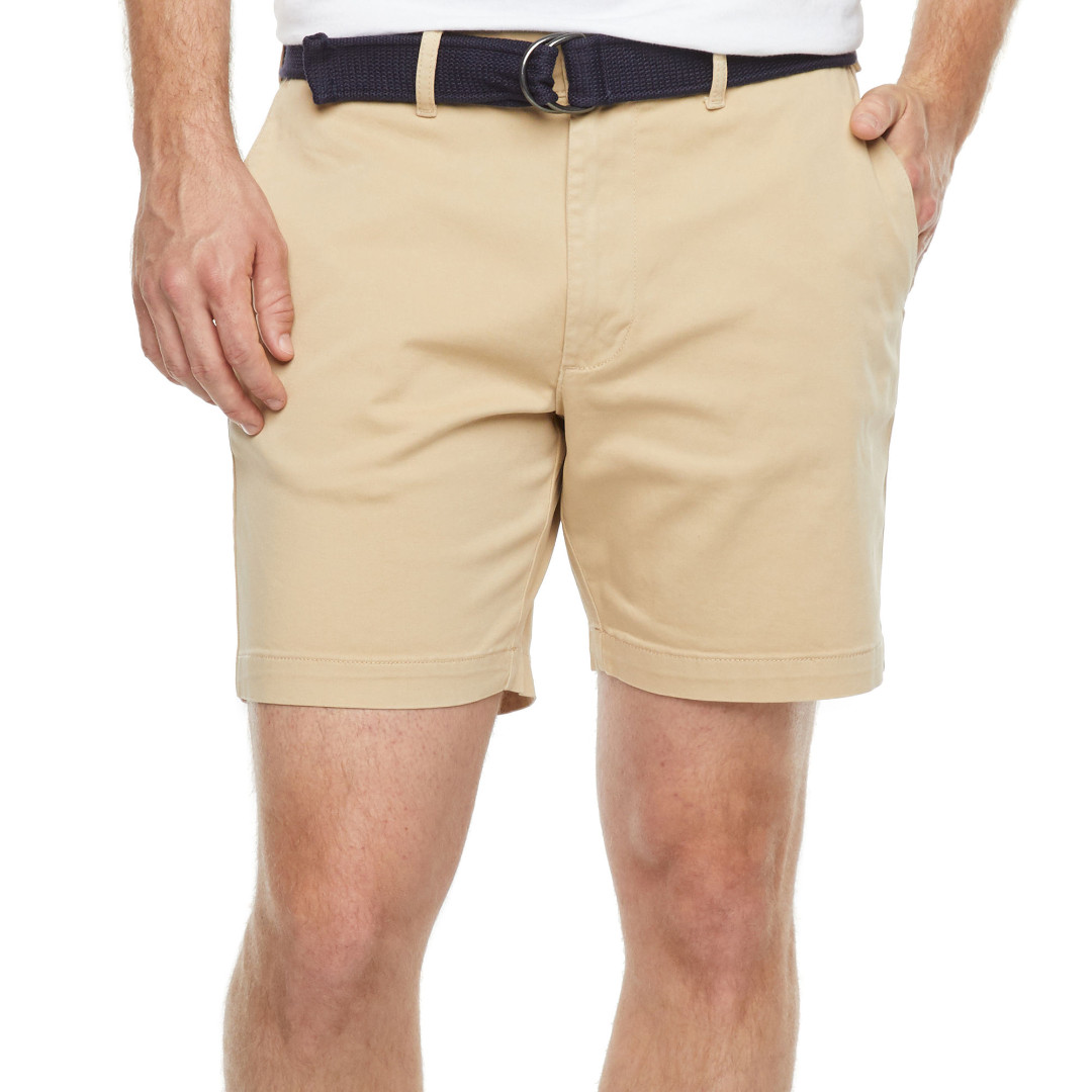 St. John’s Bay Men’s 7″ Belted Chino Short Sizes 34, 36, 38, 40, 42 New $50