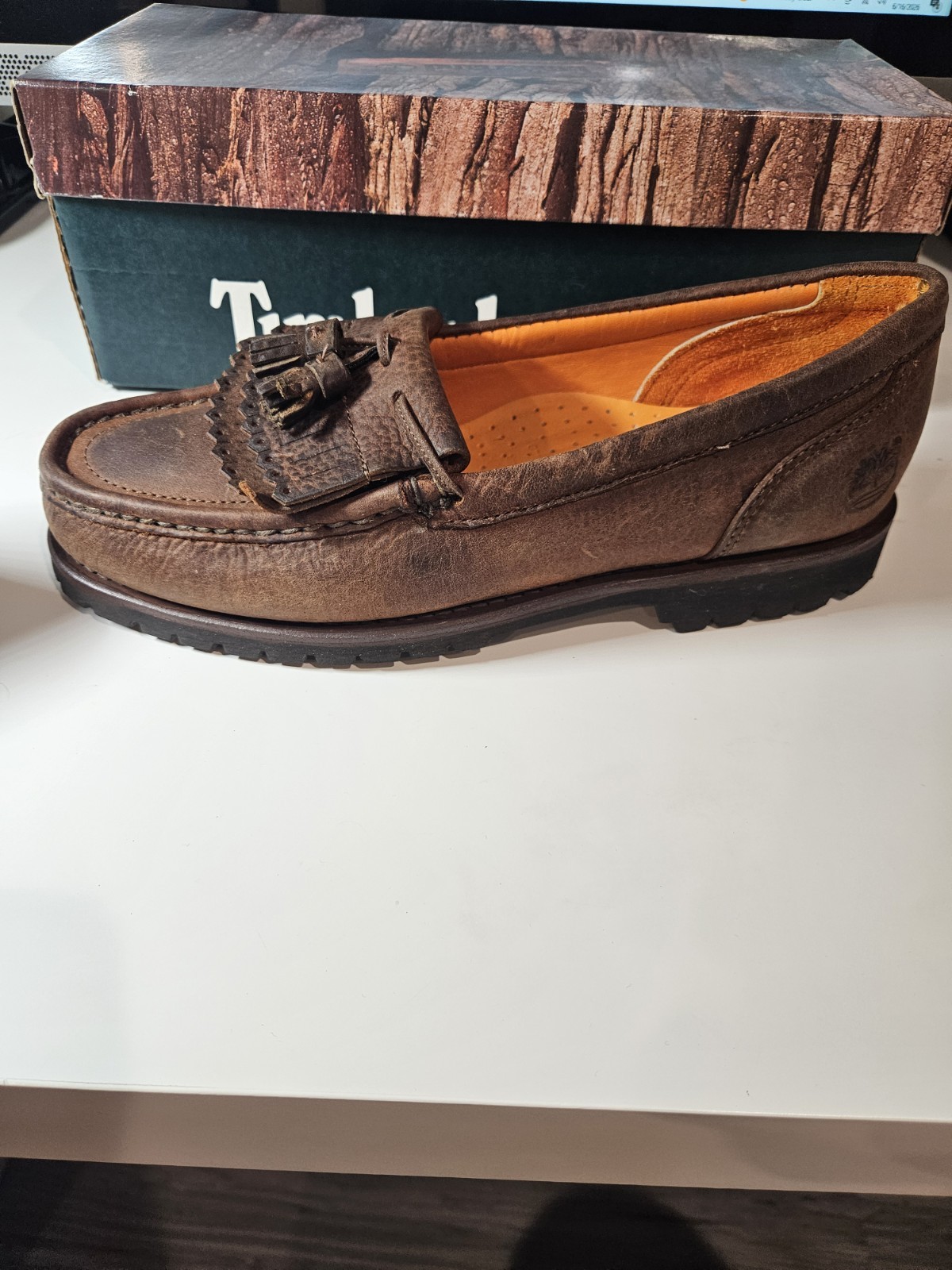 Timberland Men’s Brown Leather Tassel Fringe Loafer Slip-On US 9 M 21041M