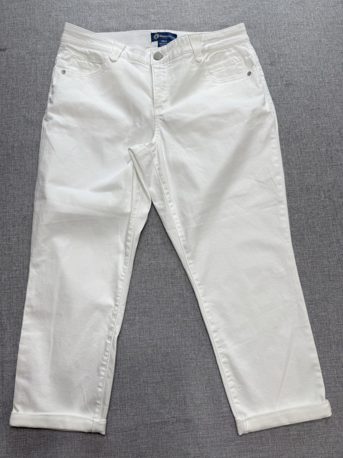 Democracy Ab Solution Optic White Ankle Skimmer 18W Cropped Jeans Stretch Denim