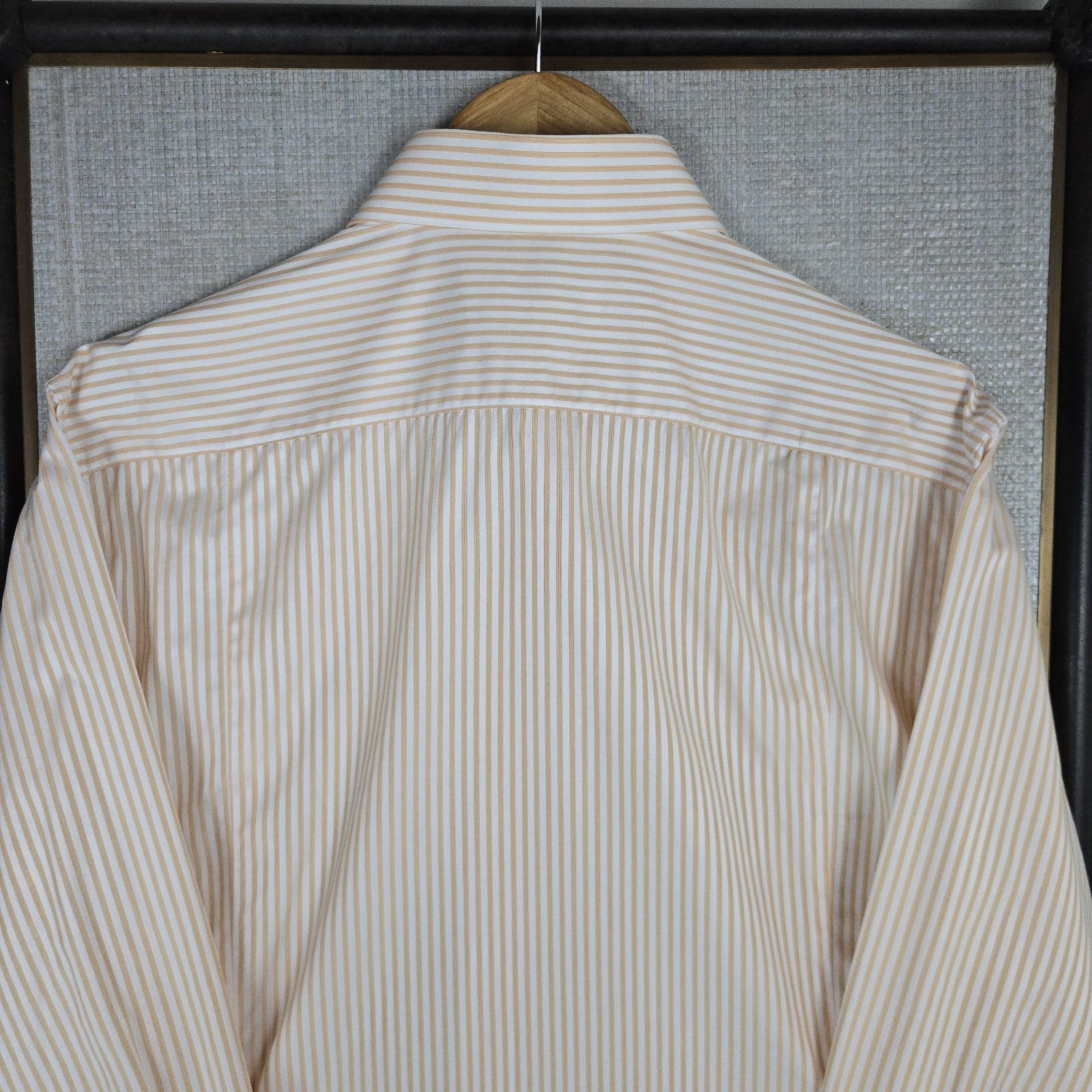 STEFANO RICCI Mens Size Large Made in Italy Shirt Orange Vertical Stripe Cotton
