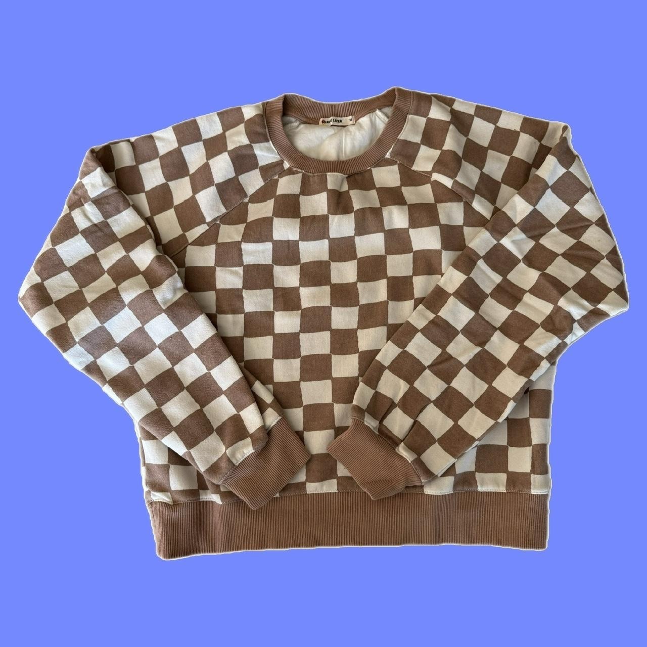Marine layer cloud 9 brown and white checkerboard sweatshirt Size M Women