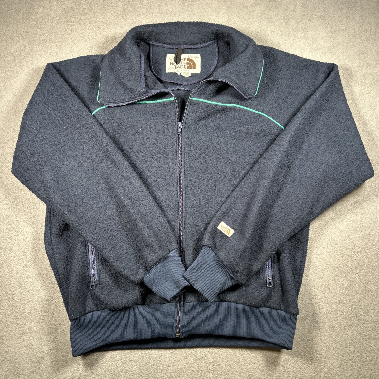 Vtg The North Face 60s Denali Mens XL Brown Label Fleece Jacket Made In USA READ